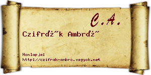 Czifrák Ambró névjegykártya